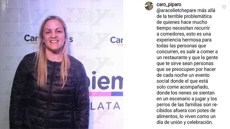 Para Carolina Píparo, es una “experiencia hermosa” que otros vayan a mendigar a comedores 