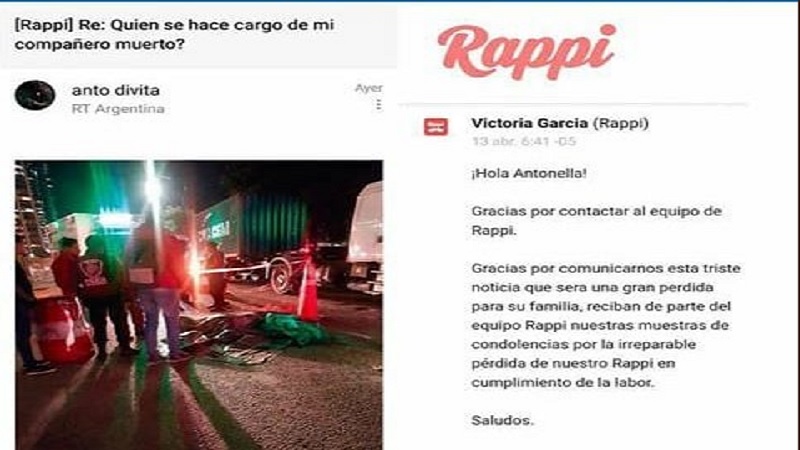 Rappi brutal ante muerte de trabajador: “Gracias por comunicarnos esta triste noticia”