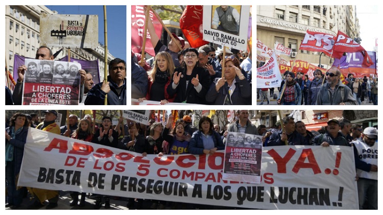 Protesta frente a Tribunales por el fin de la persecución patronal a choferes de la Línea 60