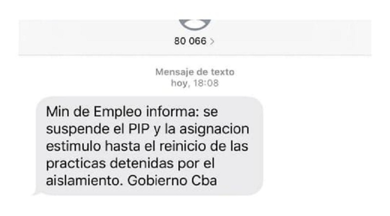 Córdoba: mediante un mensaje de texto el Gobierno deja sin ingresos a miles de jóvenes