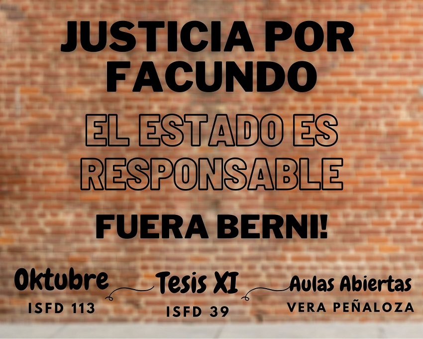 Justicia por Facundo, una discusión con el kirchnerismo en los terciarios