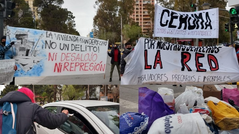 Colecta solidaria de estudiantes con las familias sin vivienda de Centenario