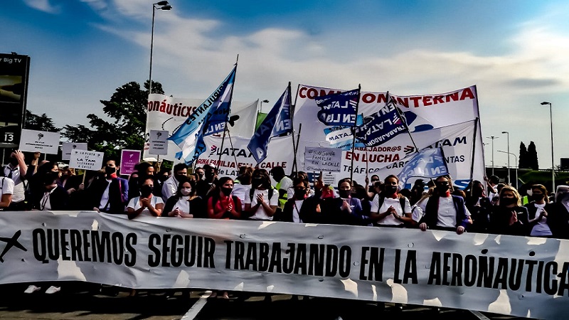 La caravana de los trabajadores de Latam repercutió en los medios