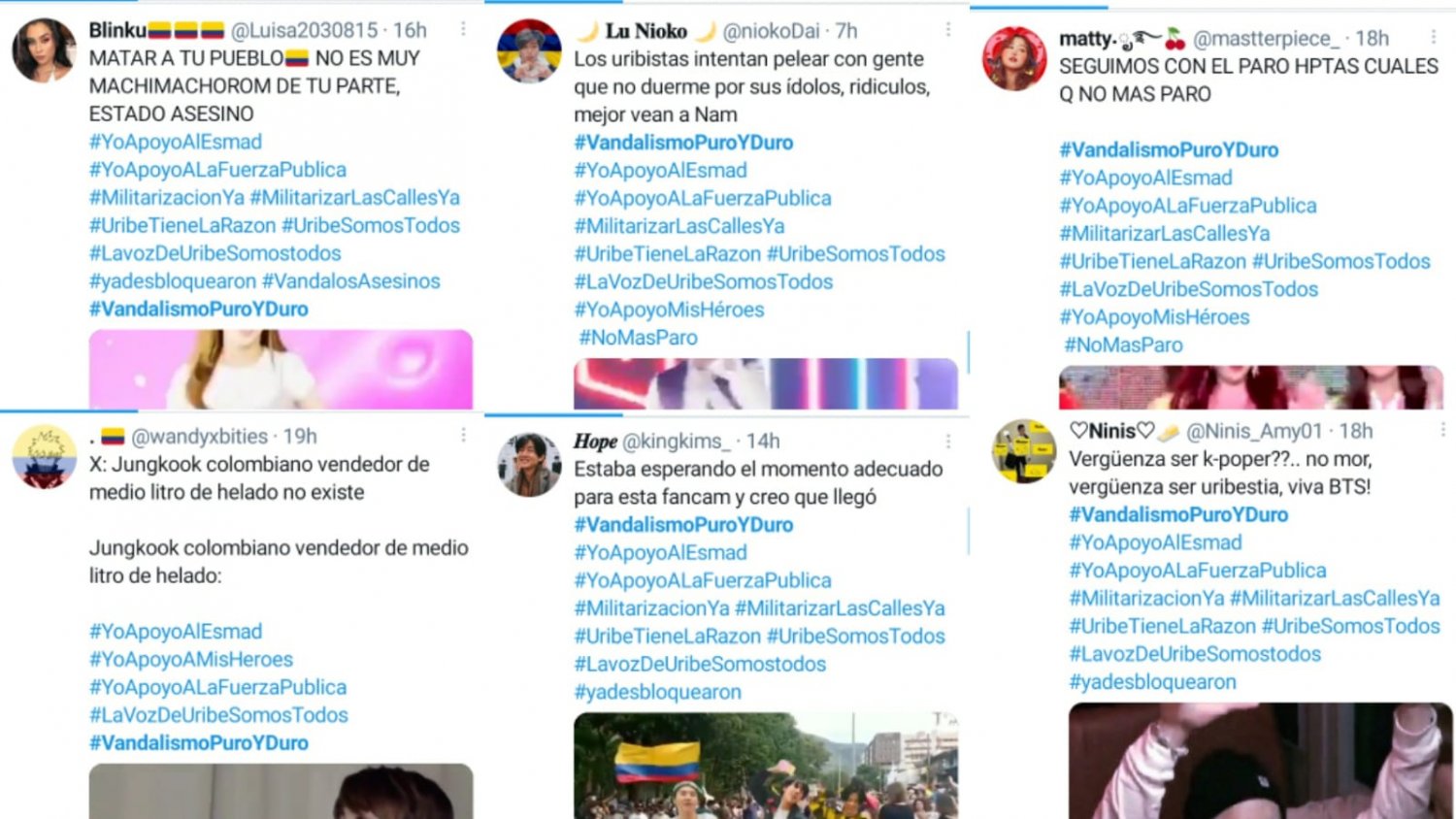 Los fans del K-pop apoyan la rebelión colombiana