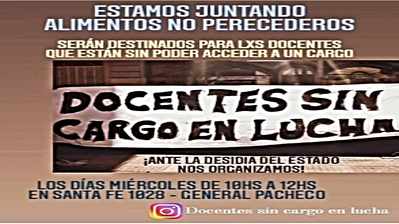 Los invisibilizados: docentes sin cargos impulsan colecta de alimentos