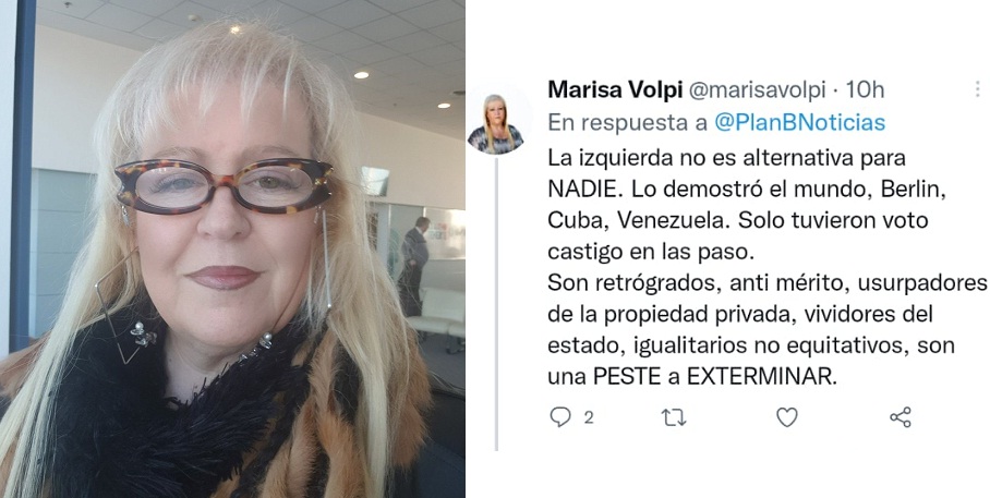 Ex precandidata del Partido Federal llama a "exterminar" a la izquierda