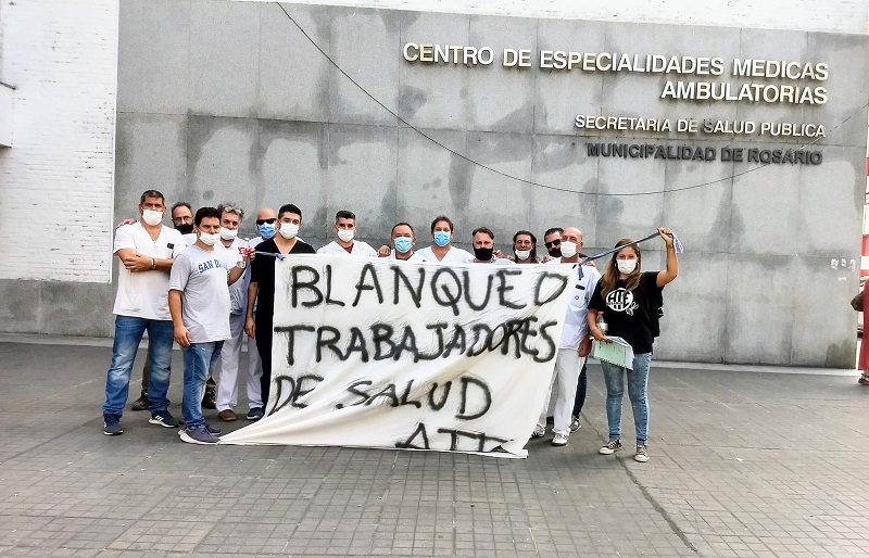 Los trabajadores de movilidad en salud reclaman por el pase a planta permanente en Rosario