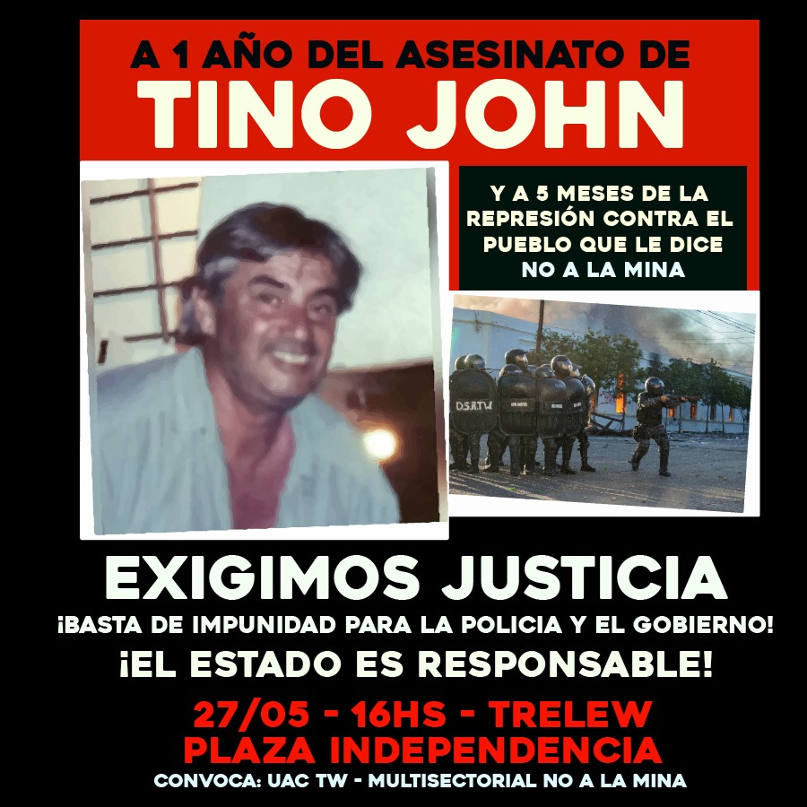 Chubut: A un año del asesinato de Tino John continúa la impunidad