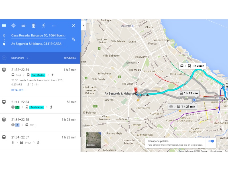 Google Maps muestra qué transporte público te lleva a tu destino