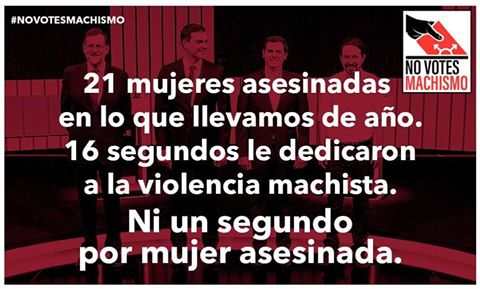 39% de candidaturas femeninas, 26 segundos de debate sobre violencia machista 