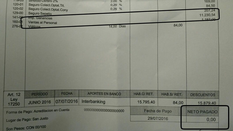 Alicorp: por descuentos del impuesto al salario, trabajadores cobran cero pesos 