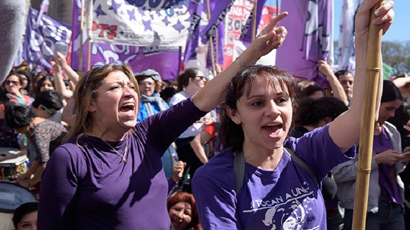 Trabajadoras telefónicas en el XXXI Encuentro Nacional de Mujeres