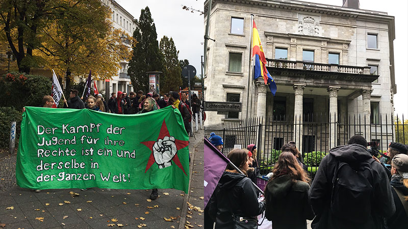 Estudiantes alemanes marchan a la embajada española en Berlín en solidaridad con la huelga estudiantil