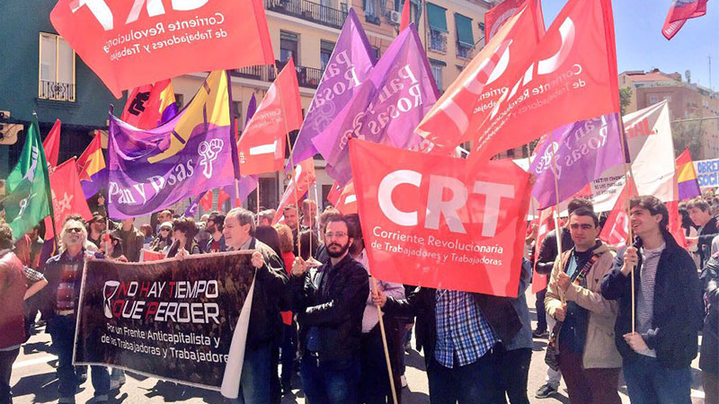 Importante cortejo de la CRT y Pan y Rosas este 1º de Mayo en Madrid