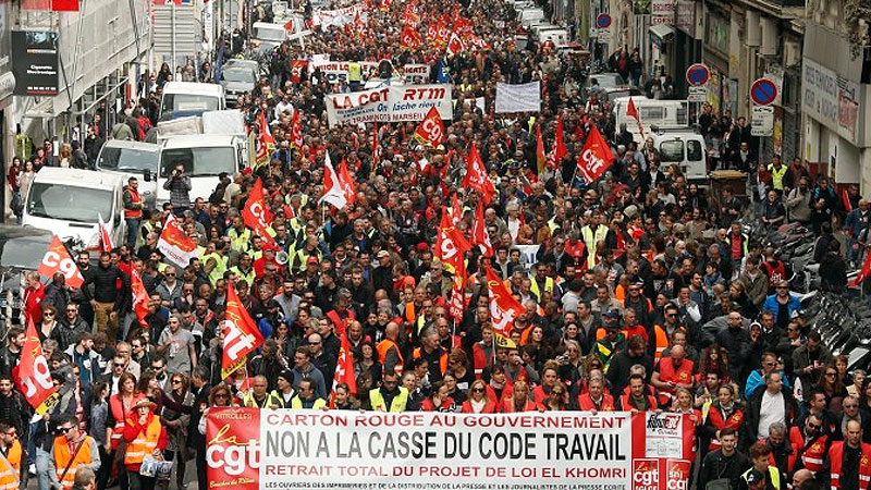 Huelga general en Francia: más de 400 mil personas se movilizan contra Macron