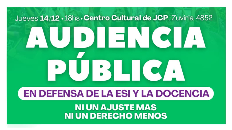 Audiencia pública en José C. Paz, en defensa de las ESI: ¡Ni un derecho menos, ni un ajuste más!