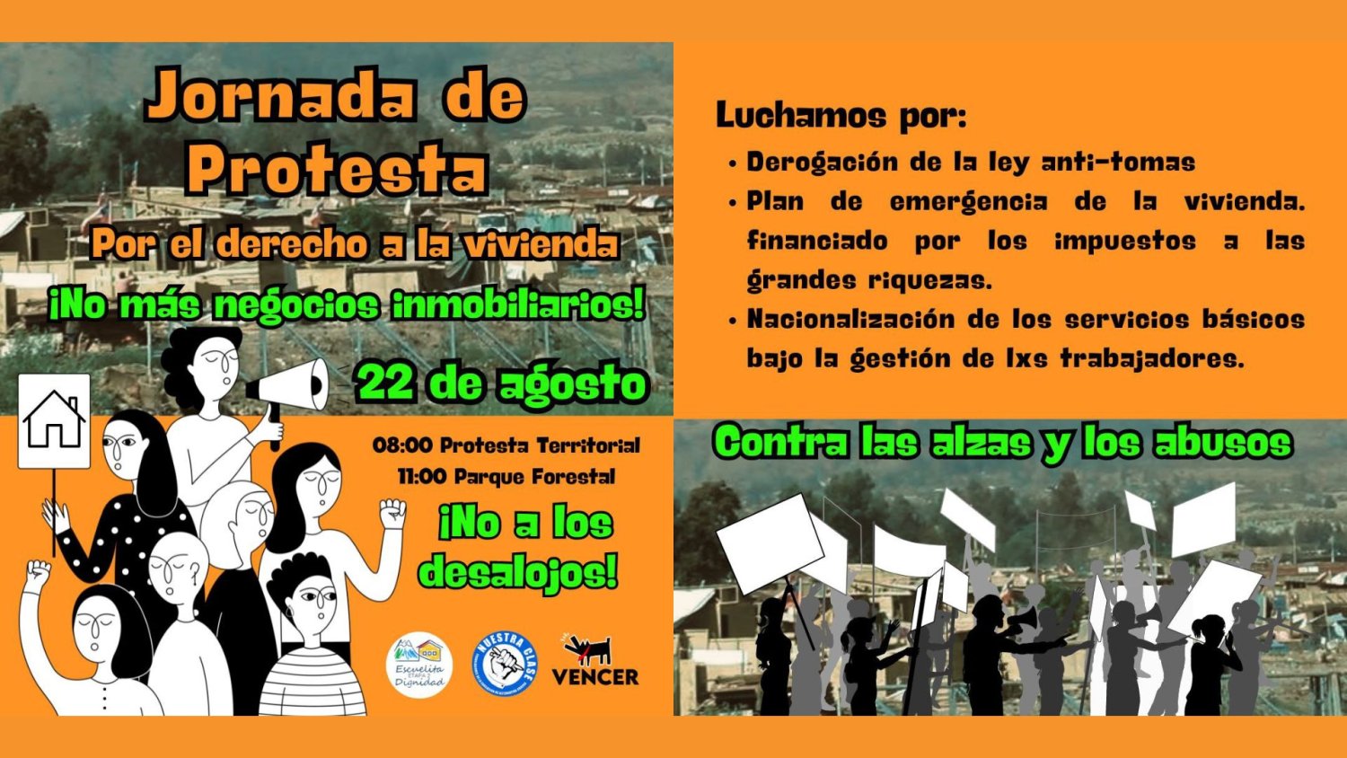 Por el derecho a la vivienda: pobladorxs, comités, escuelitas y organizaciones se movilizan este 22 de agosto