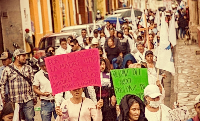 Movilización contra la violencia hacia los pueblos originarios en Chiapas