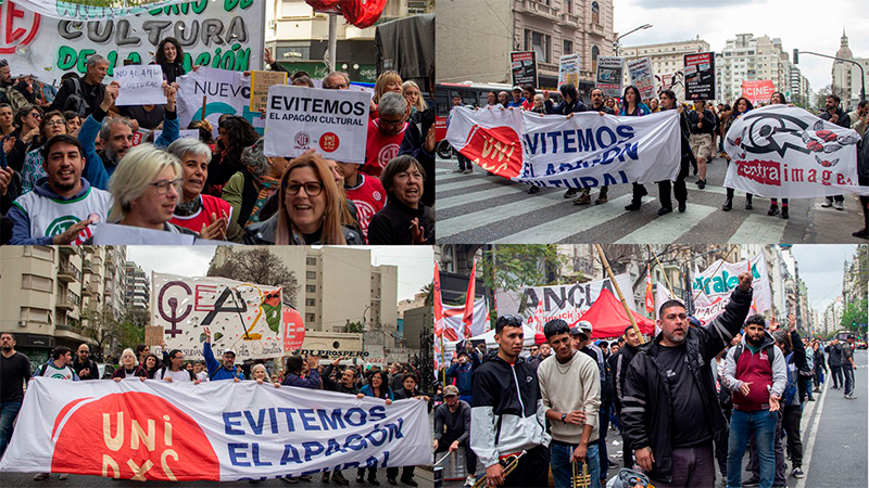 Unidxs por la cultura movilizó contra el apagón cultural, y marchó en apoyo al SUTNA y la ley de humedales