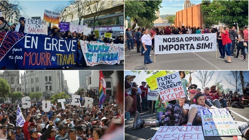 La voz de trabajadores y trabajadoras de la educación alrededor del mundo