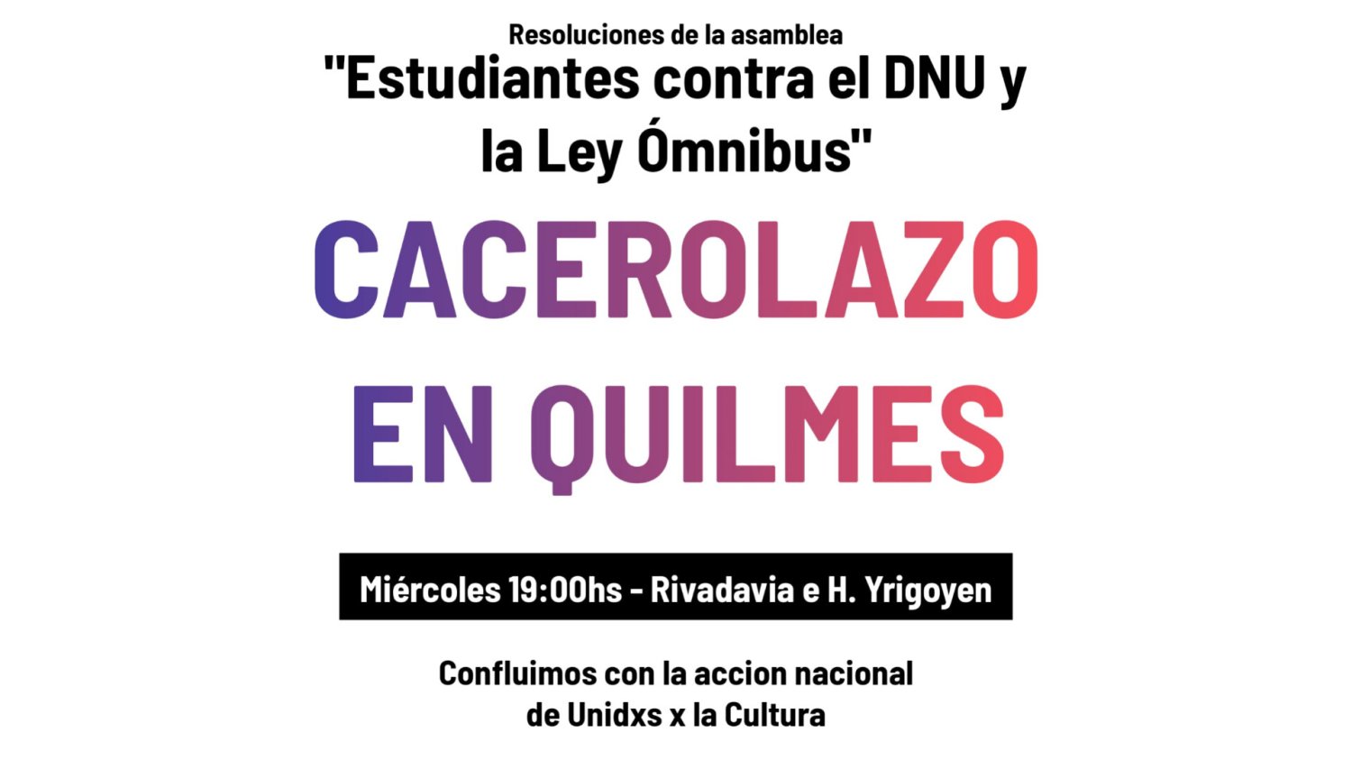  Estudiantes autoconvocados de la UNQ llaman a cacerolazo este miércoles