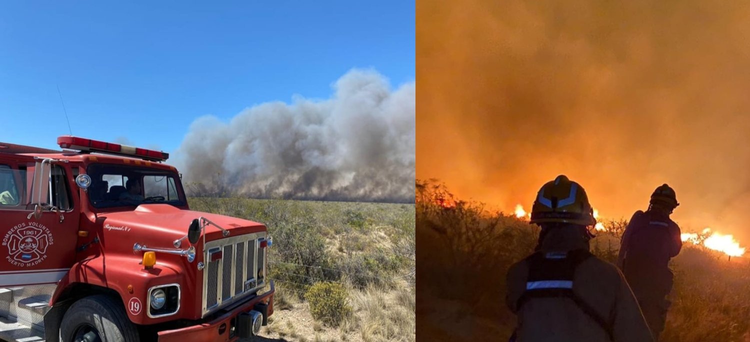 Fuera de control: continúa el incendio al norte de Puerto Madryn