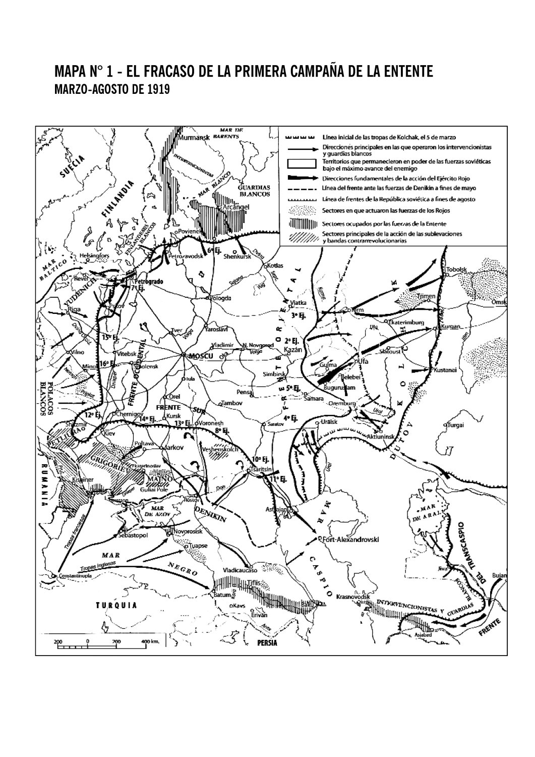 Mapa 1 - Anexo documental en: Trotsky, León, Cómo se armó la revolución. Escritos militares, Ediciones IPS-CEIP, Buenos Aires, 2006