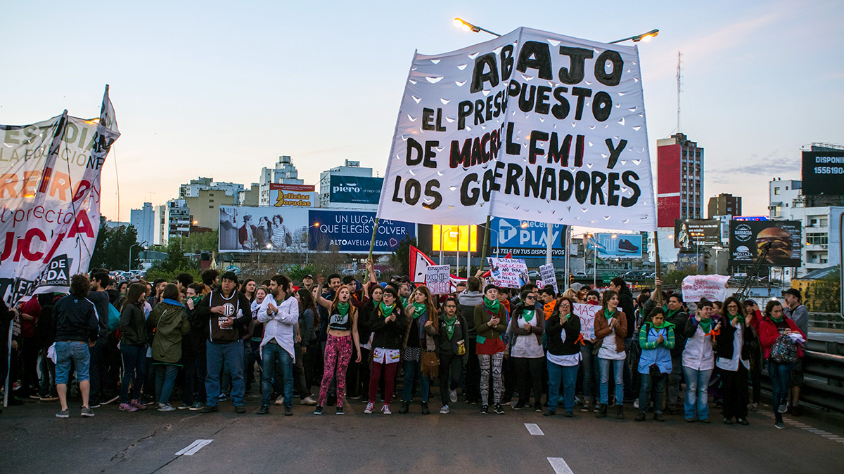 Corte del Puente Pueyrredón en el paro nacional del 25 de septiembre 2018. 