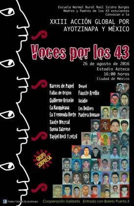 “Voces por los 43” en el Estadio Azteca