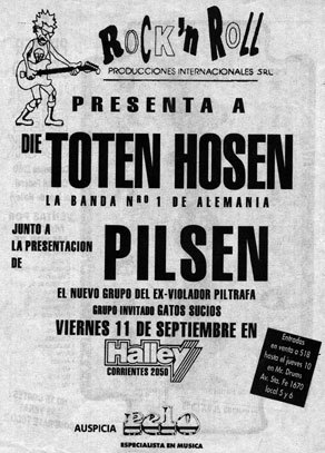 Flyer del primer show en Argentina, septiembre de 1992.