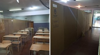 En una escuela de La Plata el Gobierno “arregló” problemas de espacio con paredes de cartón