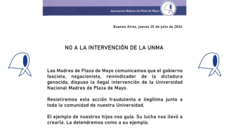 El gobierno de Milei dispuso la intervención ilegal de la Universidad Nacional Madres de Plaza de Mayo