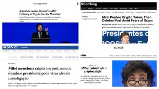 La prensa mundial da cuenta de la criptoestafa de Javier Milei