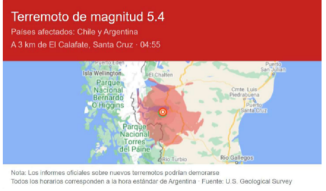 Un sismo de 5,4 afectó a El Calafate y Río Turbio