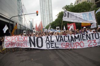 Fuerte movilización solidaria con los trabajadores de prensa del Grupo 23 