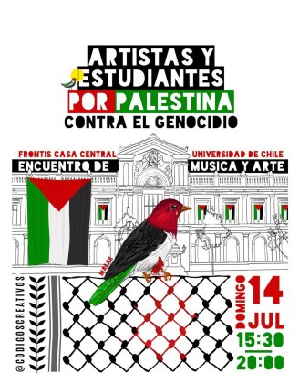 Artistas y Estudiantes por Palestina en la Casa Central de la Universidad de Chile