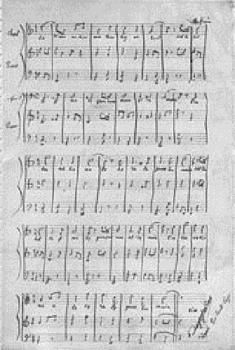 Facsímil original de la partitura de Pierre Degeyter