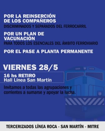 Por el pase a planta y vacunas: ferroviarios tercerizados protestarán en Retiro 