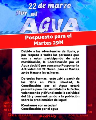 Marcha por el Agua el próximo 29 de marzo