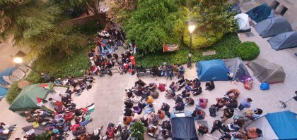 Campamento de solidaridad con Palestina se moviliza para que la Universidad de Barcelona rompa relaciones con Israel