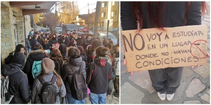 Estudiantes de la ESRN45 marcharon al Concejo Escolar por ratas y fallas en la calefacción.