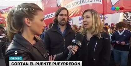 #ParoGeneral Myriam Bregman y Nicolas del Caño desde el Puente Pueyrredon - YouTube