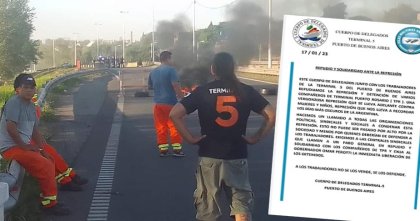 Solidaridad portuaria: obreros de la Terminal 5-Buenos Aires presentes en la lucha de Rosario