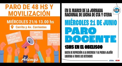 Paro docente de 48 hs. contra la represión y la reforma constituyente en Jujuy