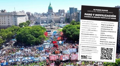 Después del parazo del 9: paro y movilización al Senado hasta que caiga la Ley Bases