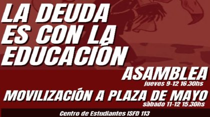 Contra el ajuste del FMI, asamblea en el 113 por nuestro futuro