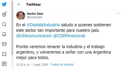 A los pies de los patrones: el “saludo” de Daer a la UIA en el Día de la Industria