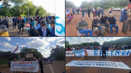 Misiones: la docencia corta totalmente la ruta nacional 12, a la altura de Puente Garupá