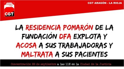 CGT denuncia acoso laboral en la Residencia Pomarón de Zaragoza