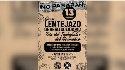 El Sutna convoca a un "lentejazo solidario" por el día del trabajador del neumático 